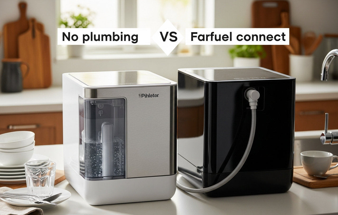 No Plumbing vs. Faucet Connect Countertop Dishwasher
